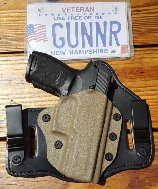 FITS GLOCK MODELS IWB & OWB TUCKABLE HYBRID HOLSTER KYDEX/LEATHER CONCEALED CCW - Image 4