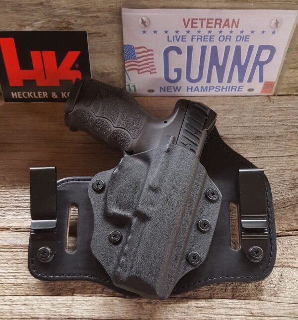 FITS GLOCK MODELS IWB & OWB TUCKABLE HYBRID HOLSTER KYDEX/LEATHER CONCEALED CCW - Image 5