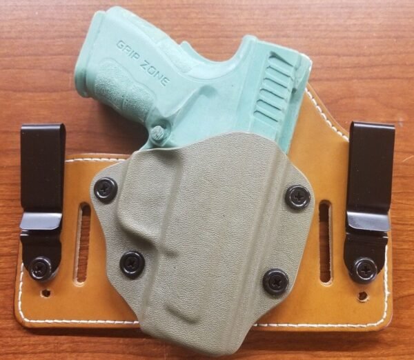 FITS GLOCK MODELS IWB & OWB TUCKABLE HYBRID HOLSTER KYDEX/LEATHER CONCEALED CCW - Image 6