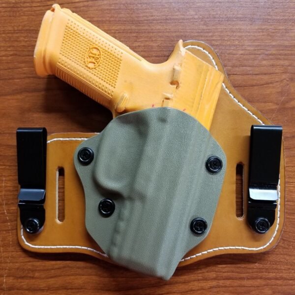 FITS GLOCK MODELS IWB & OWB TUCKABLE HYBRID HOLSTER KYDEX/LEATHER CONCEALED CCW - Image 8
